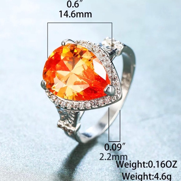 ✨Pear Cut Orange Fire Engagement Ring✨ - Picture 3 of 4